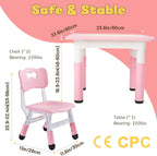 Kids Table and 2 Chairs Set Height Adjustable