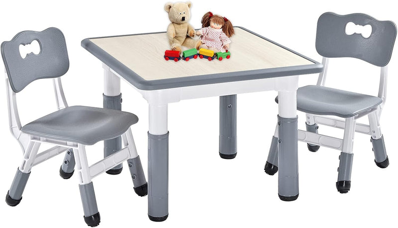 Kids Table and 2 Chairs Set Height Adjustable