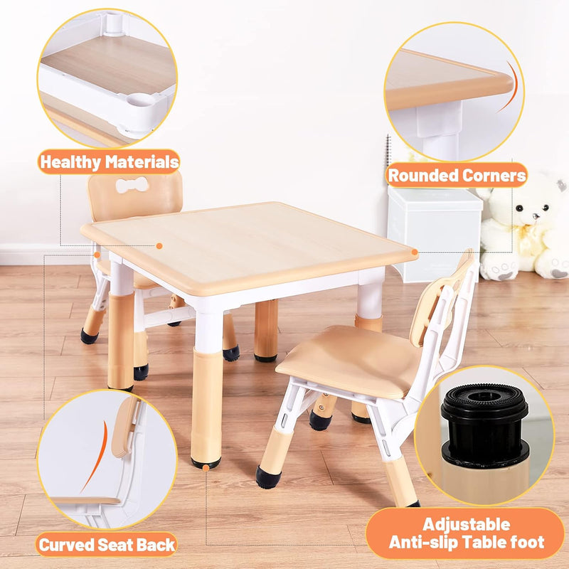 Kids Table and 2 Chairs Set Height Adjustable