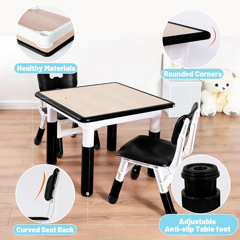 Kids Table and 2 Chairs Set Height Adjustable