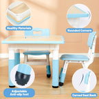 Kids Table and 2 Chairs Set Height Adjustable