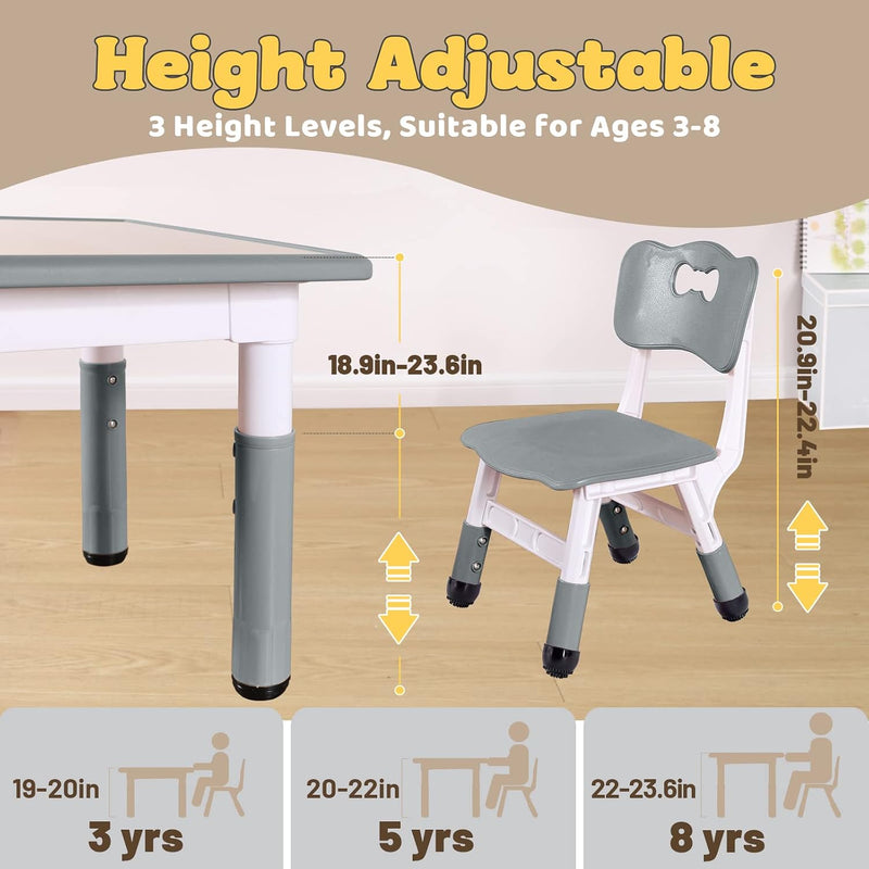 Kids Table and 2 Chairs Set Height Adjustable