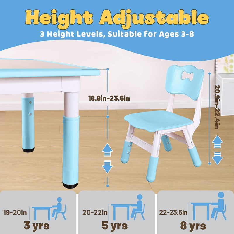 Kids Table and 2 Chairs Set Height Adjustable