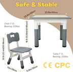Kids Table and 2 Chairs Set Height Adjustable