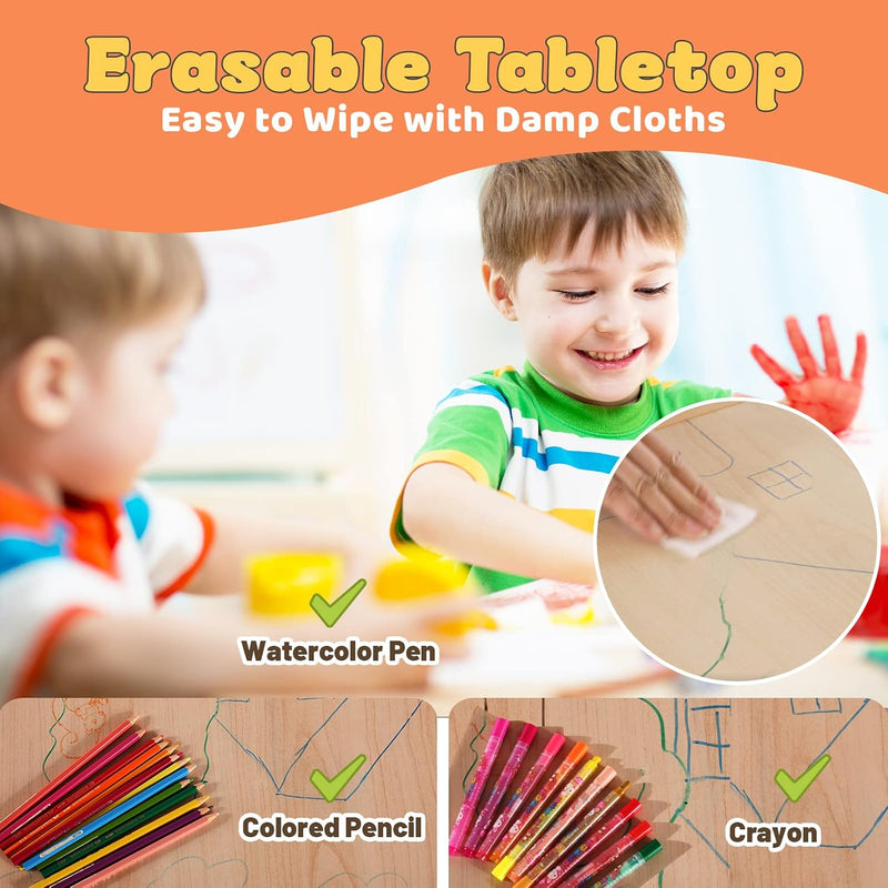 Kids Table and 2 Chairs Set Height Adjustable