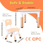 Kids Table and 2 Chairs Set Height Adjustable