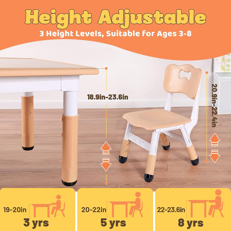 Kids Table and 2 Chairs Set Height Adjustable