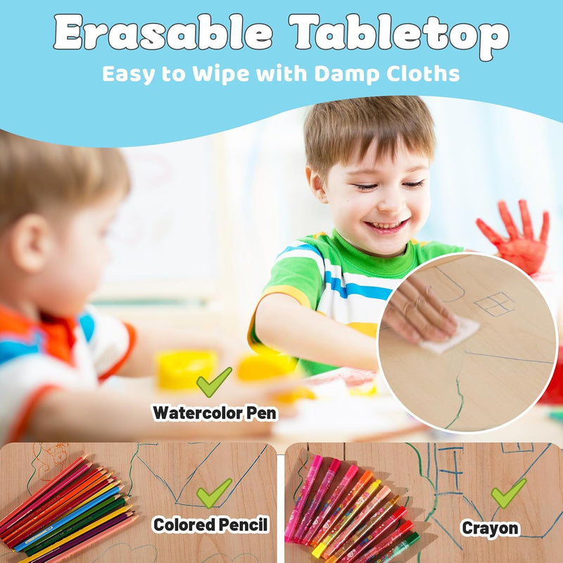 Kids Table and 2 Chairs Set Height Adjustable