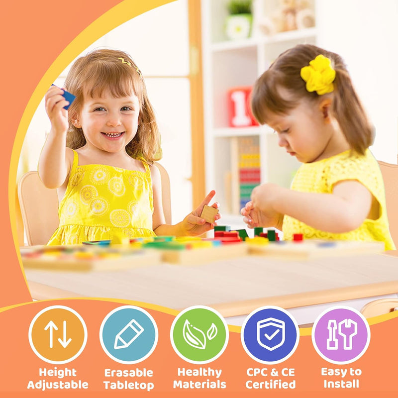 Kids Table and 2 Chairs Set Height Adjustable
