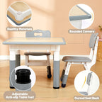 Kids Table and 2 Chairs Set Height Adjustable