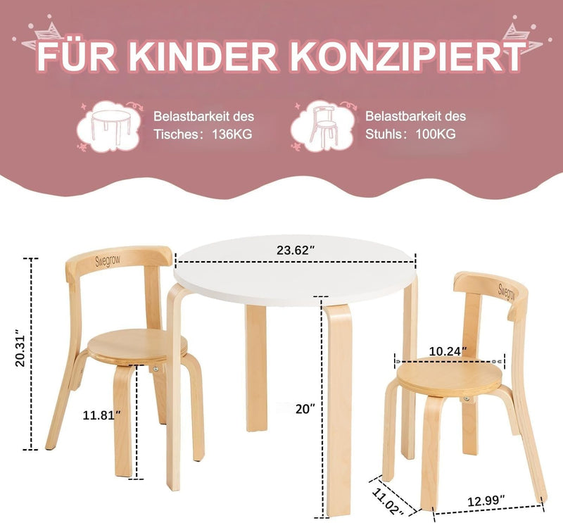Kids Table and 4 Chairs Set Wooden