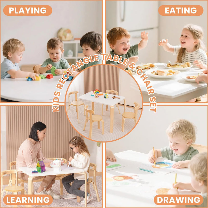 Kids Table and 4 Chairs Set Wooden