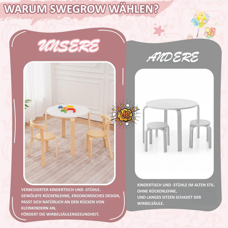 Kids Table and 4 Chairs Set Wooden
