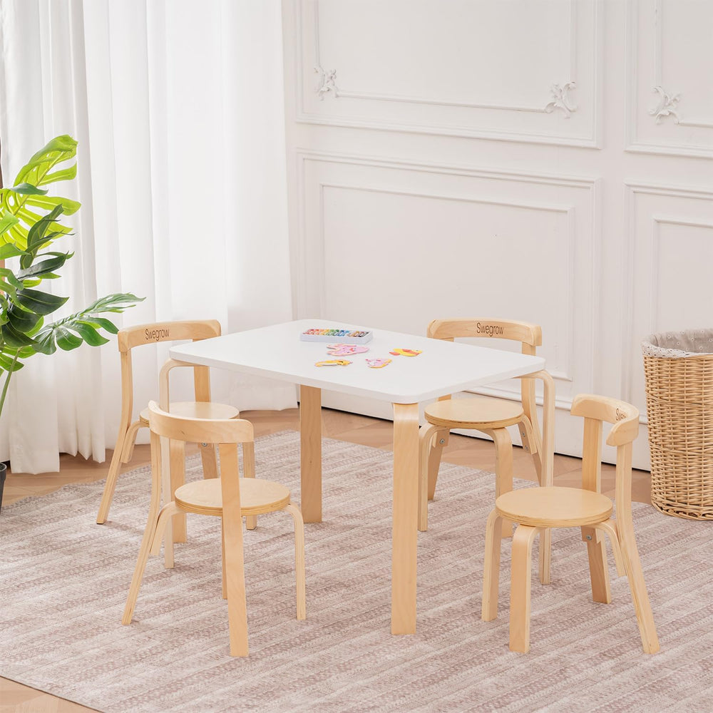 Kids Table and 4 Chairs Set Wooden