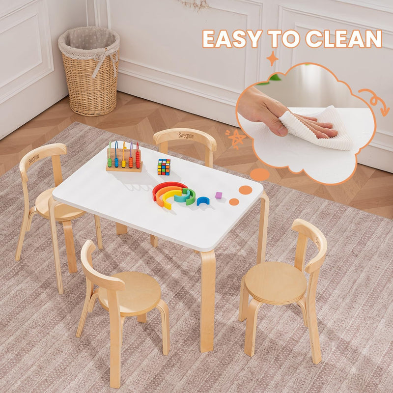 Kids Table and 4 Chairs Set Wooden