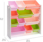 Kids’ Toy 4 Shelf Storage Organiser with 12