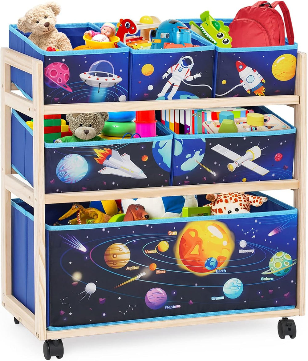 Kids Toy Storage Rack with Wheels Large Unit