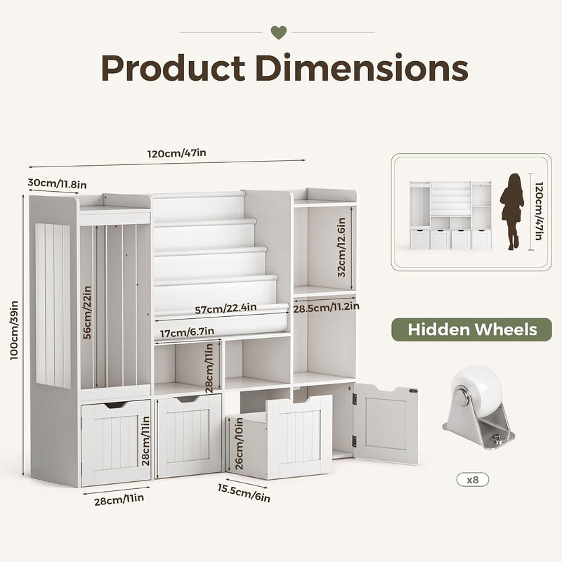Kids Toy Storage Unit 4 in 1 Bookshelf