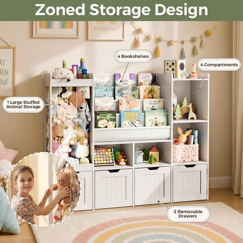 Kids Toy Storage Unit 4 in 1 Bookshelf