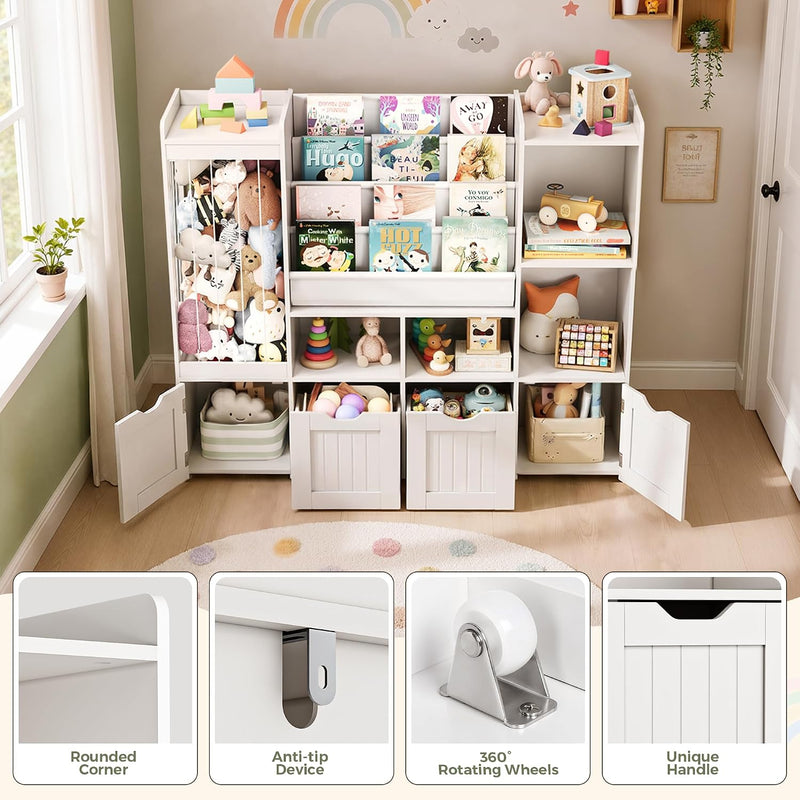 Kids Toy Storage Unit 4 in 1 Bookshelf
