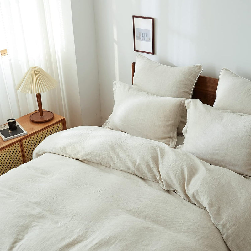 King Duvet Cover Set-100% Linen Cover-1 Breathable
