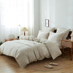 King Duvet Cover Set-100% Linen Cover-1 Breathable