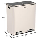 Kitchen Bin 30L Double Rubbish Bins 2x15L 2