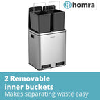 Kitchen Bin 30L Double Rubbish Bins 2x15L 2