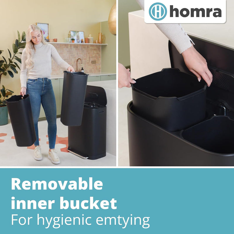 Kitchen Bin 60L Double Rubbish Bins 2x30L 2