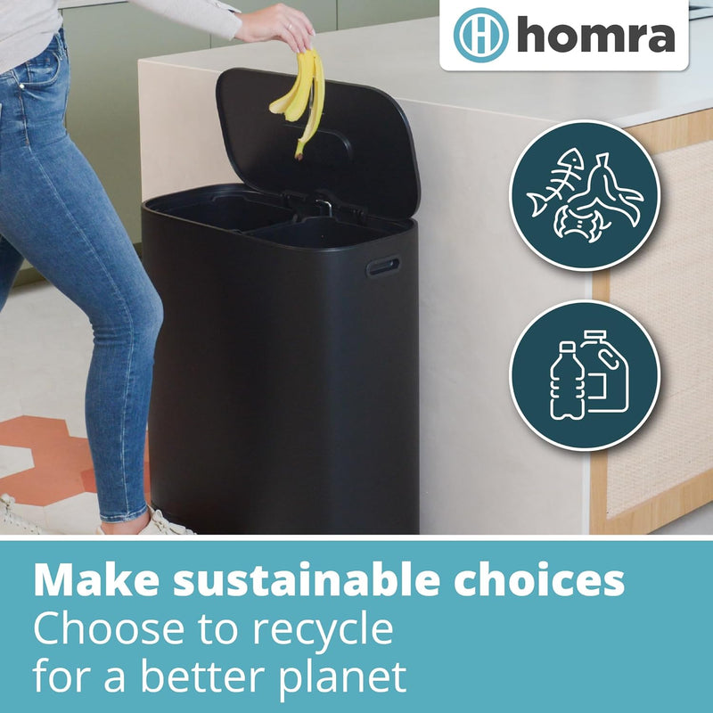Kitchen Bin 60L Double Rubbish Bins 2x30L 2