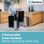 Kitchen Bin 30L Double Rubbish Bins