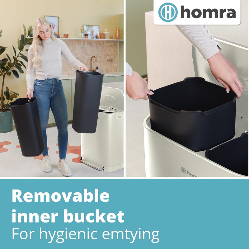 Kitchen Bin 60L Double Rubbish Bins 2x30L 2
