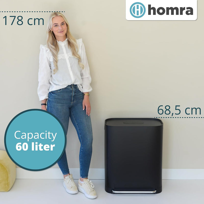 Kitchen Bin 60L Double Rubbish Bins 2x30L 2