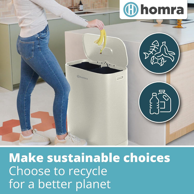Kitchen Bin 60L Double Rubbish Bins 2x30L 2