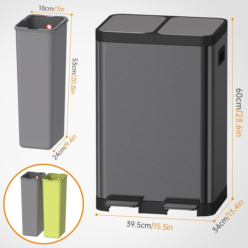 Kitchen Bin Dual Step Trasn Can Recycling Garbage