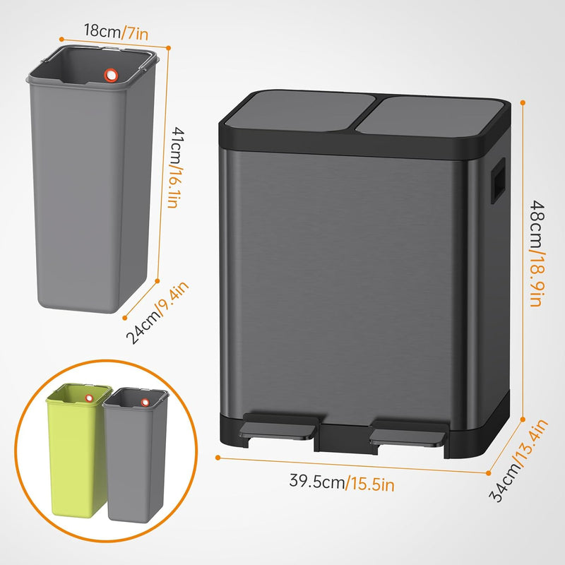 Kitchen Bin Dual Step Trasn Can Recycling Garbage