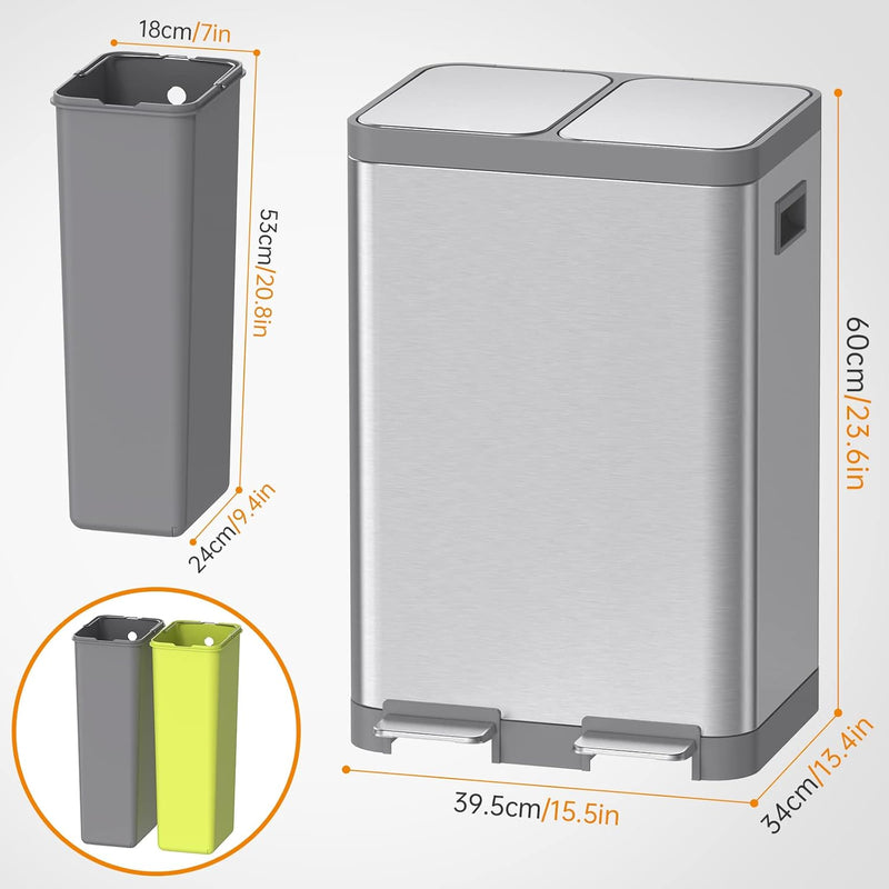 Kitchen Bin Dual Step Trasn Can Recycling Garbage