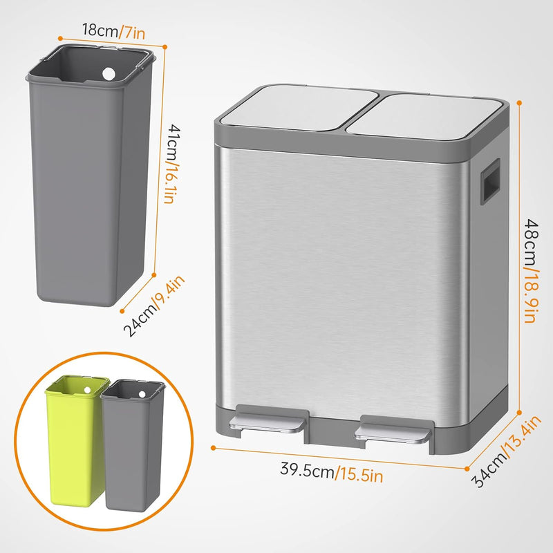 Kitchen Bin Dual Step Trasn Can Recycling Garbage