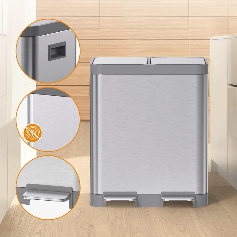 Kitchen Bin Dual Step Trasn Can Recycling Garbage
