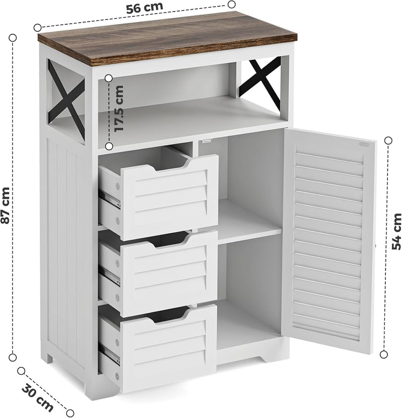 Kitchen Cabinet Louvre Design Sideboard with Open Compartment