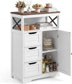Kitchen Cabinet Louvre Design Sideboard with Open Compartment