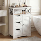 Kitchen Cabinet Louvre Design Sideboard with Open Compartment