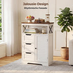 Kitchen Cabinet Louvre Design Sideboard with Open Compartment