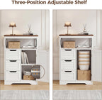 Kitchen Cabinet Louvre Design Sideboard with Open Compartment