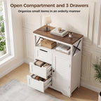 Kitchen Cabinet Louvre Design Sideboard with Open Compartment