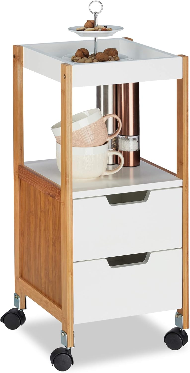 Kitchen Cart with Drawers Tea Trolley on Wheels