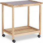 Kitchen Cart with Wheels Wooden Serving Trolley Glass
