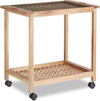 Kitchen Cart with Wheels Wooden Serving Trolley Glass