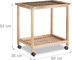 Kitchen Cart with Wheels Wooden Serving Trolley Glass