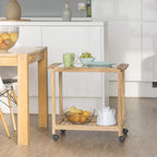 Kitchen Cart with Wheels Wooden Serving Trolley Glass